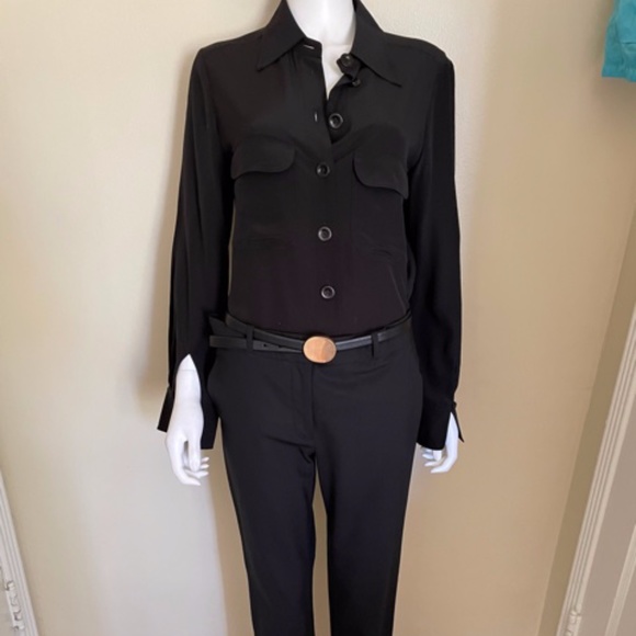 Chloe black button down sheer blouse - Picture 2 of 8